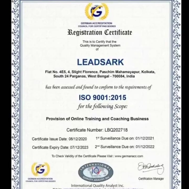 leadsark certificate,
leadsark ISO certificate